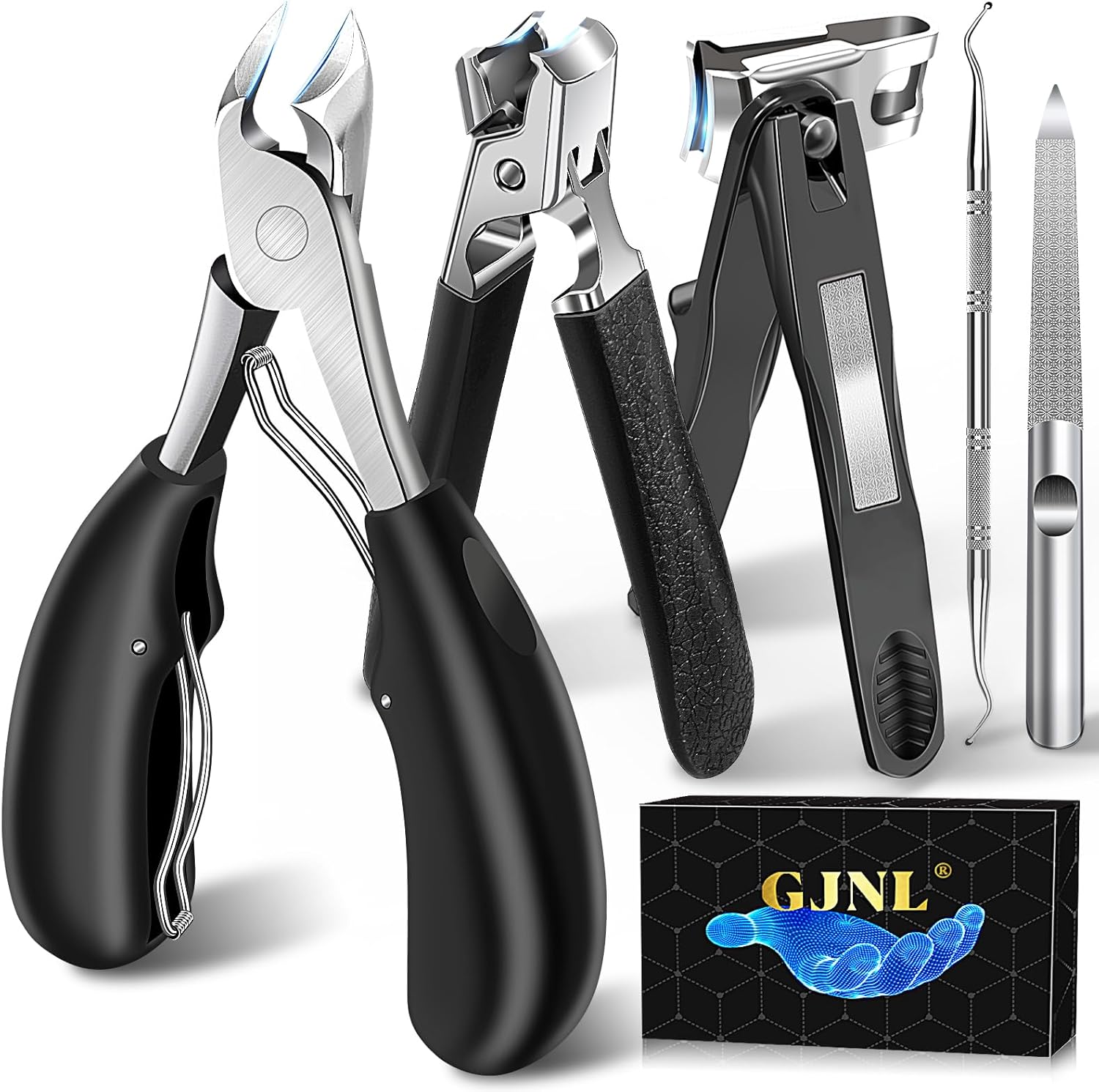 Toenail Clippers for Seniors Thick Toenails, Heavy Duty Large Toe Nail Clippers for Men with Catcher, 360°Rotating Nail Clippers for Seniors, Ingrown Nail Cutter Long Handle with Sharp Curved Blade