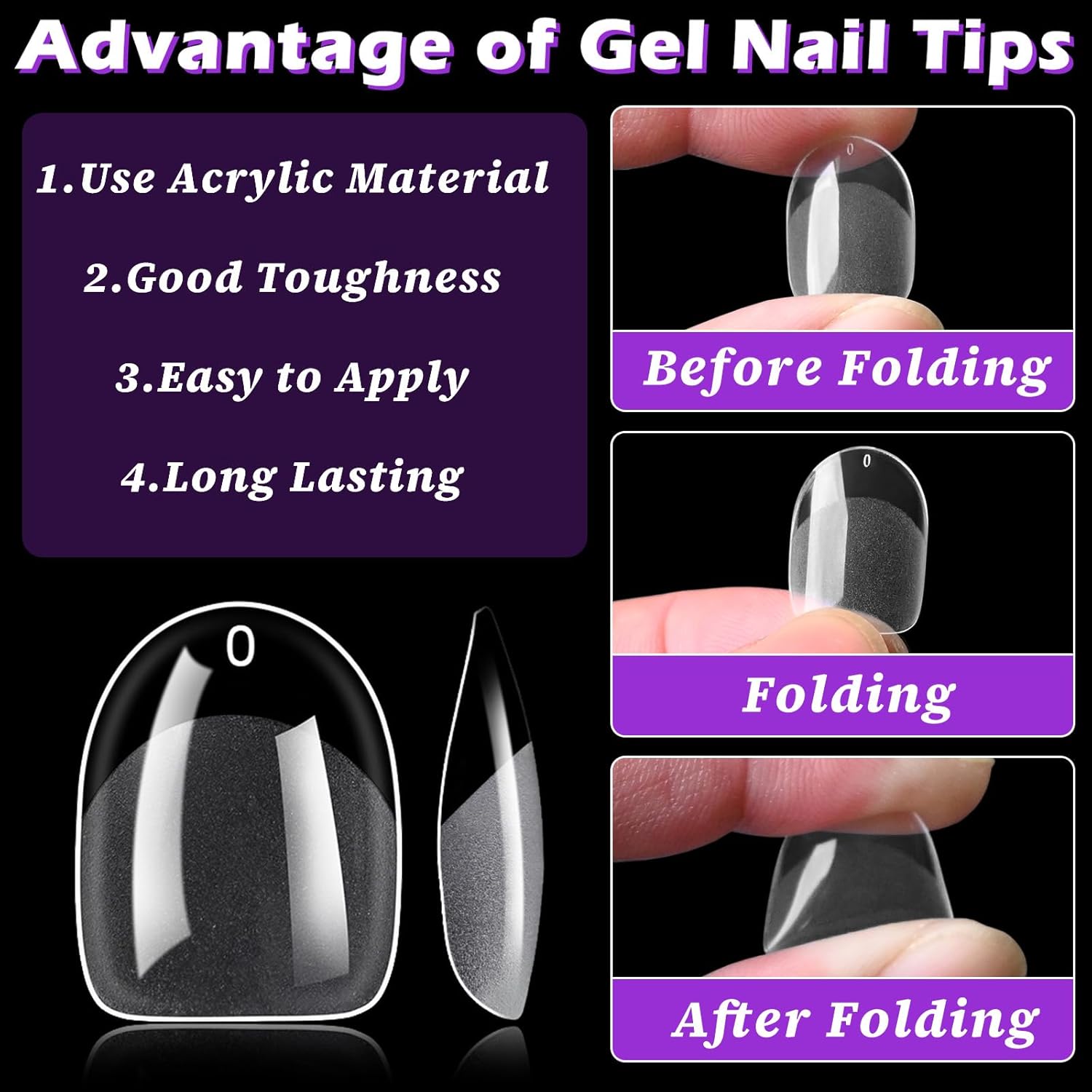 LoveOurHome 360pc Clear Short Oval Gel Extension Press-On Nails - 15 Sizes Included - Image 4