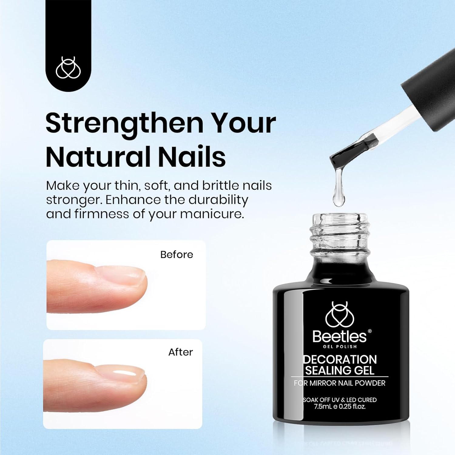 Beetles Chrome Gel Nail Polish Top Coat Set, 7.5ml Bottles, Long-Lasting Shine - Image 5