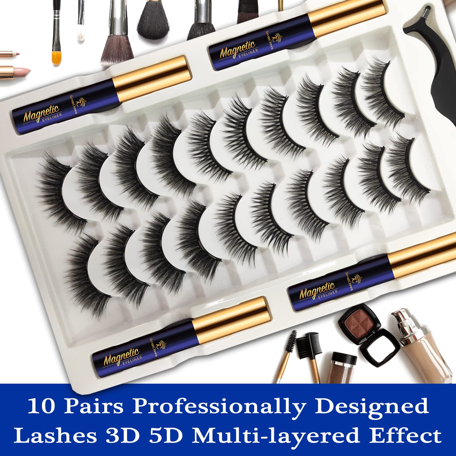 10 Pairs Natural Looking Magnetic Eyelashes Kit with Waterproof Eyeliner - Image 4