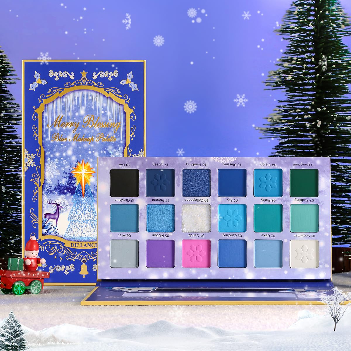 18 Color Blue Eyeshadow Palette for Women Matte Shimmer Finish - Image 5