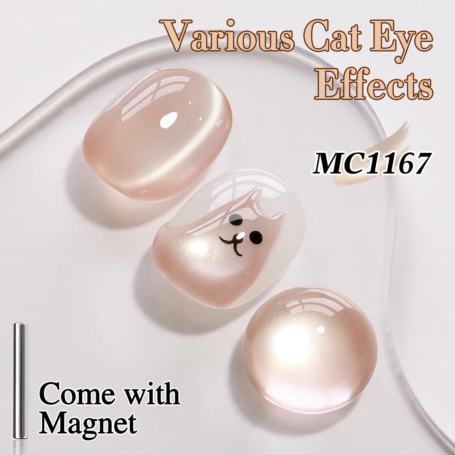 Double Rhythm 0.5 Oz Nude Holographic Glitter Cat Eye Gel Polish with Magnet - Image 4