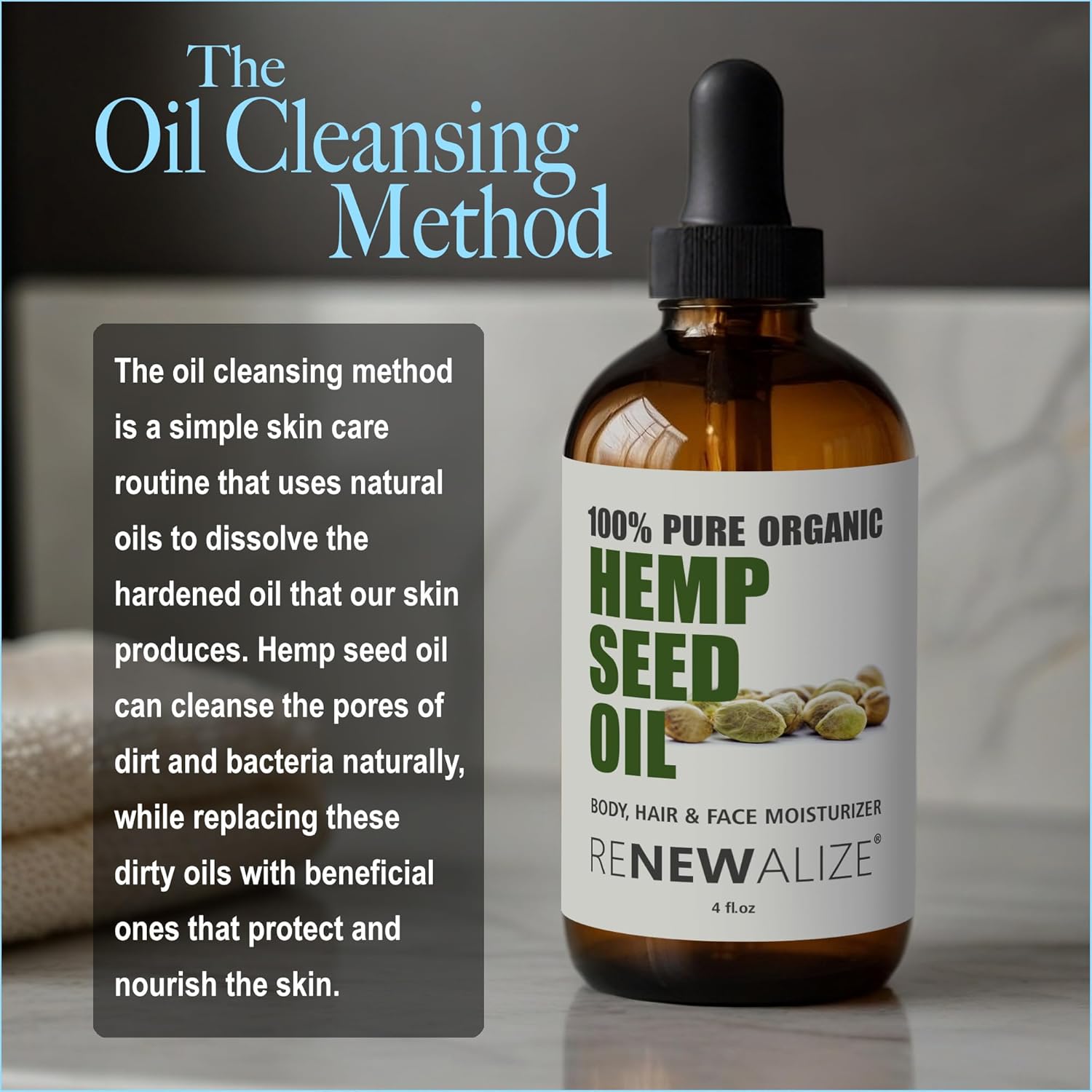 Organic Hemp Seed Gentle Face Cleansing Oil 4oz for Acne Prone Skin - Image 7