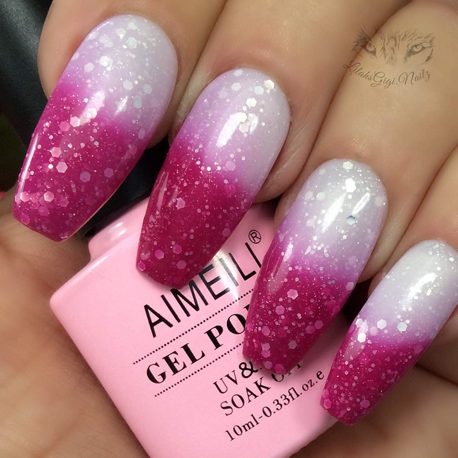 AIMEILI 10ml Hot Pink to Glitter White Chameleon UV LED Gel Nail Polish - Image 2