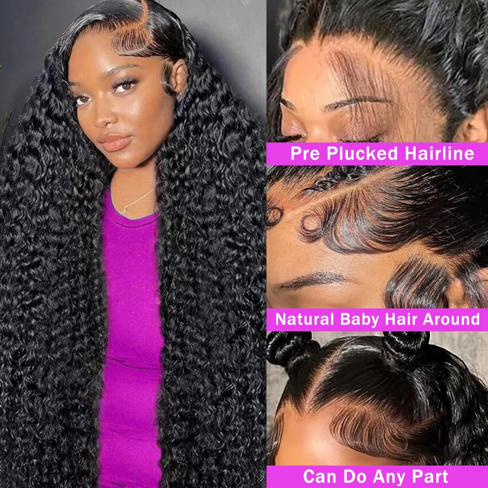 32 Inch Deep Wave HD Lace Front Human Hair Wig 13x6 Glueless Pre Plucked 200 Density - Image 2
