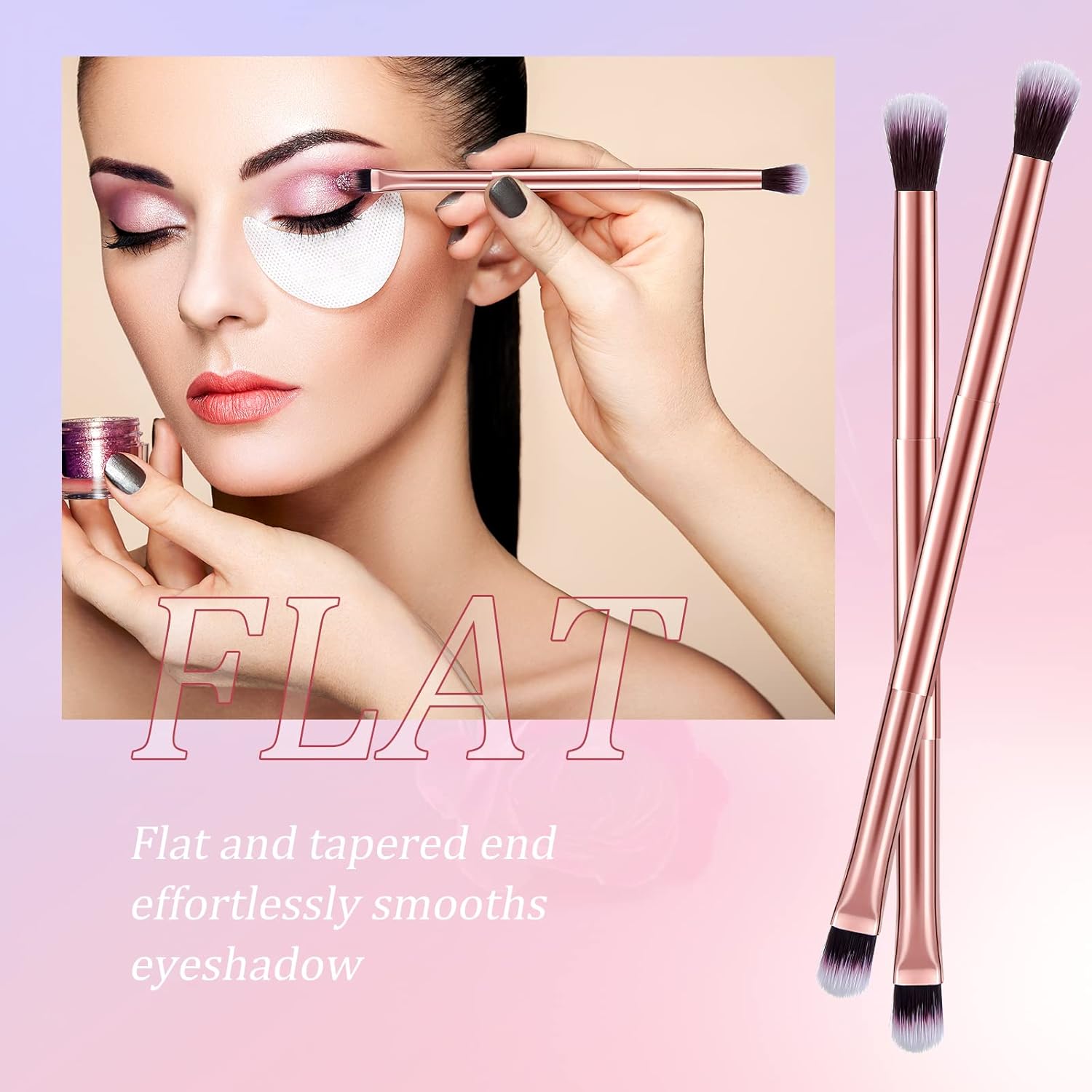 12 Pcs Rose Gold Eyeshadow Smudge Brush Set with Double Ended Concealer Applicator - Image 7