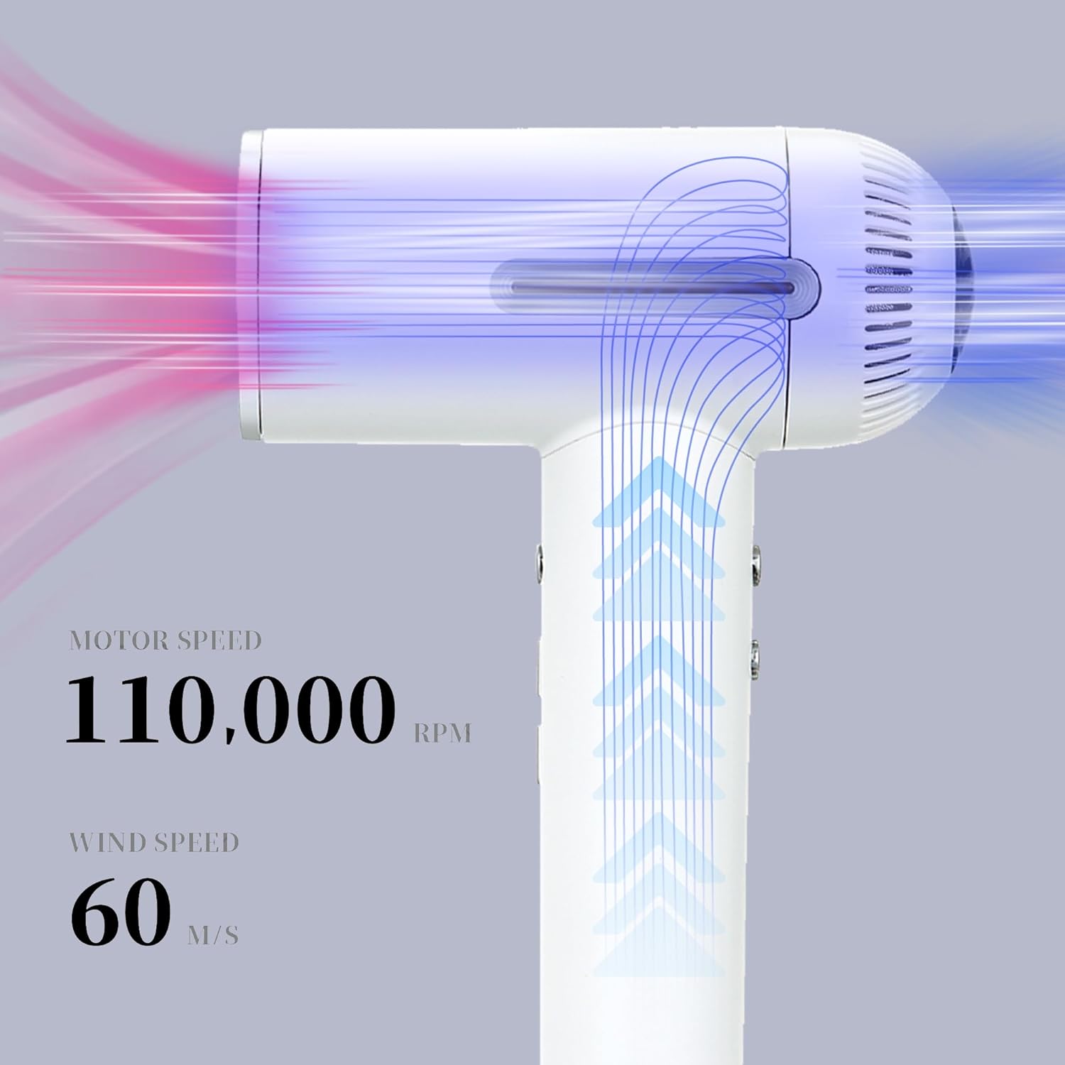 1600W Ionic Hair Dryer with 7 Heat Settings, 31 Modes, LCD Display, and Diffuser - Image 2