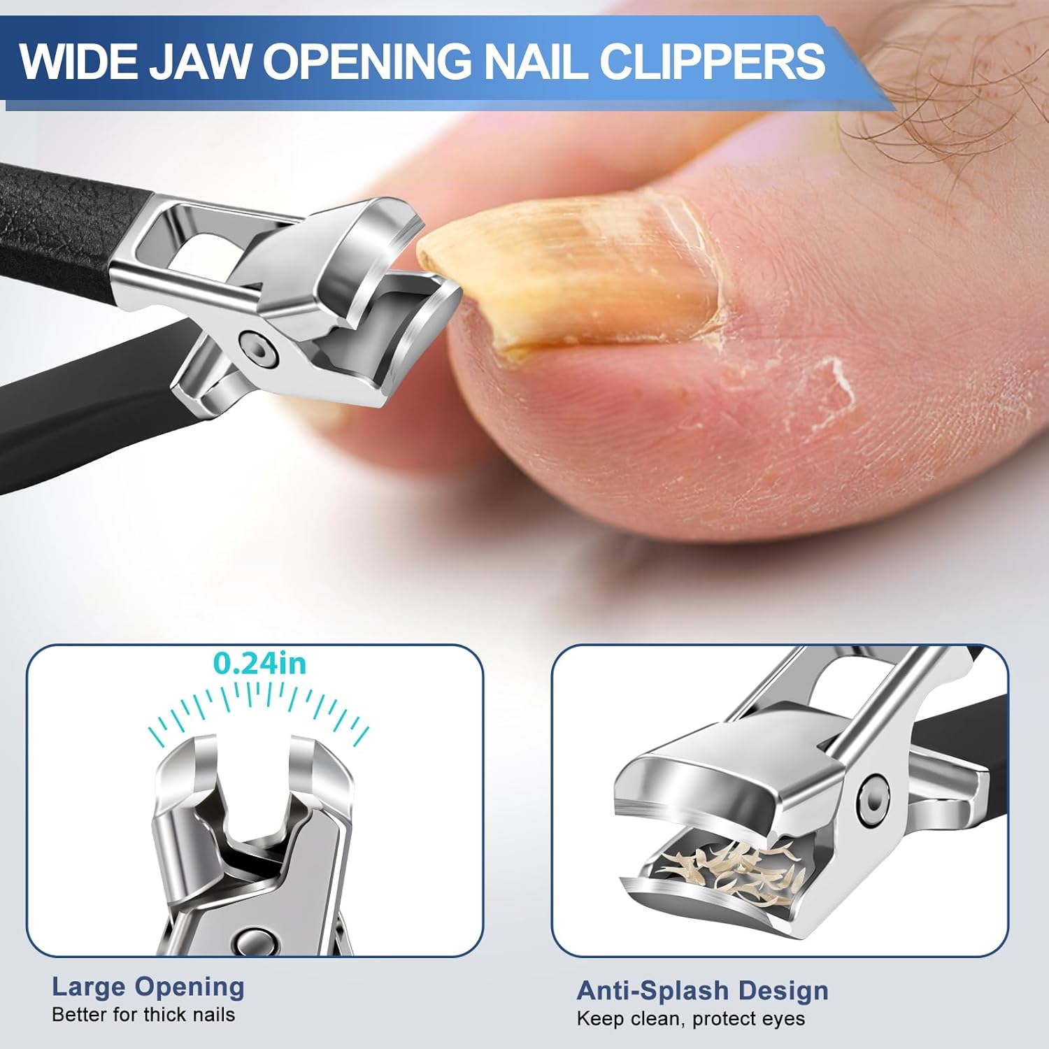 Heavy Duty Toenail Clippers for Seniors, Thick Nail Grooming, Built-in Catcher, Rotating Long Handle - Image 4