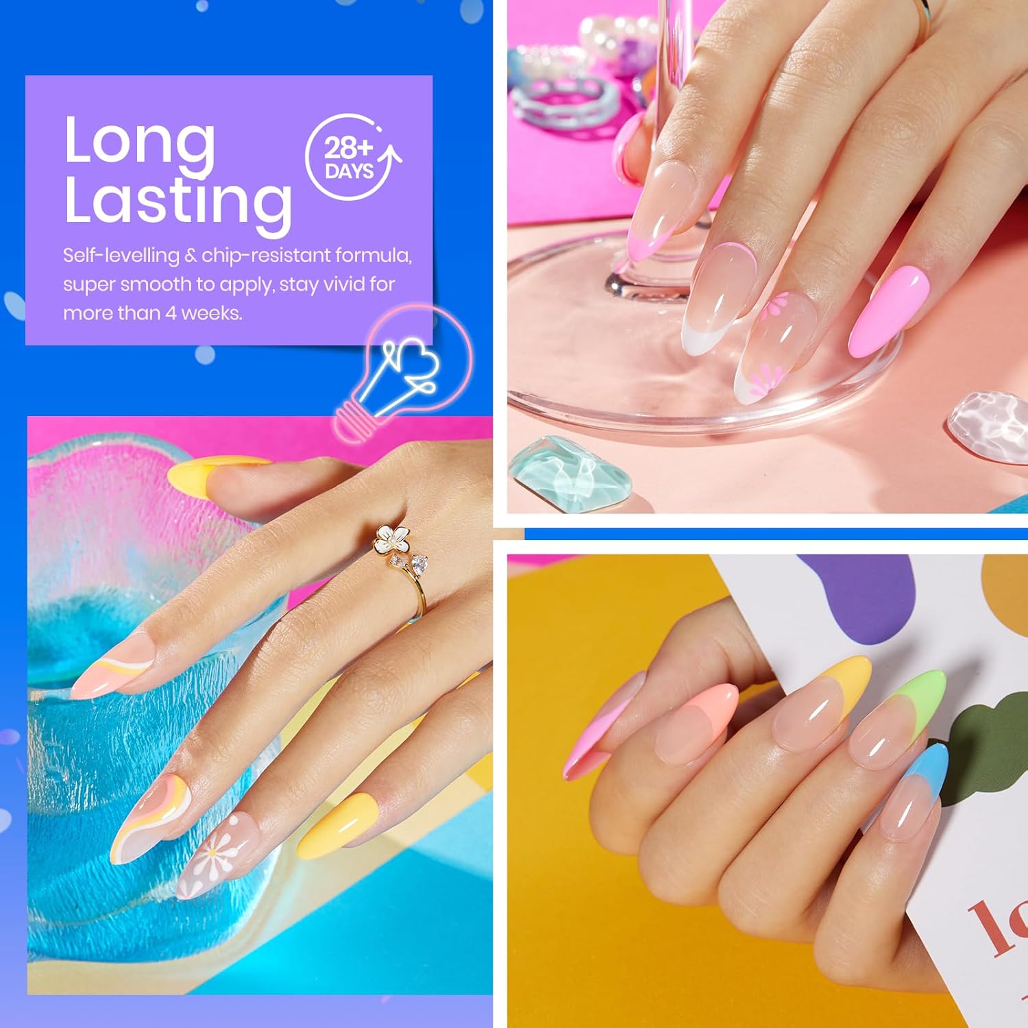Beetles 6 Color Neon Gel Nail Polish Set Bright Rainbow Collection for Women Soak Off UV LED - Image 2