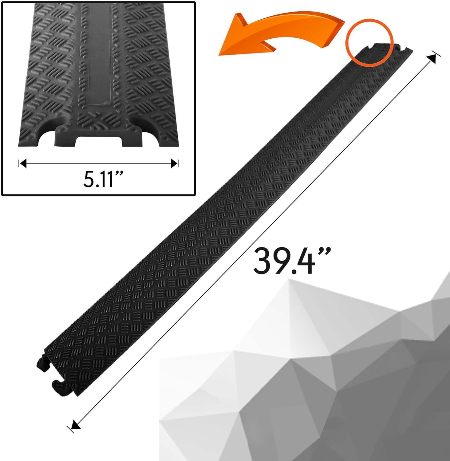 Pyle Heavy Duty Cable Protector Ramp Cover 39.4 Inch Indoor Outdoor Use Black - Image 7