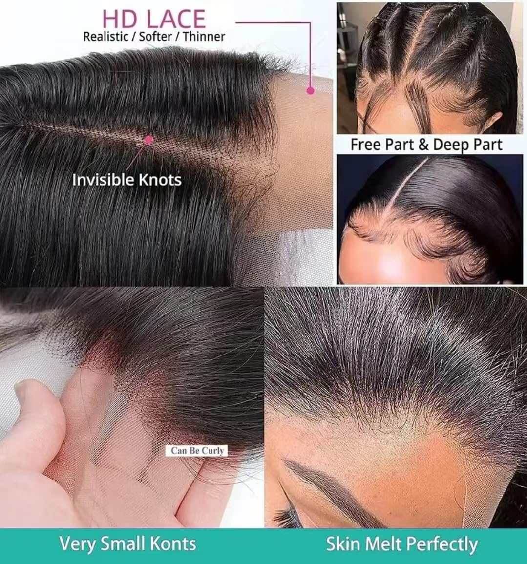 Bob Wig Human Hair 180% Density 13x4 HD Lace Front Glueless Straight Short Bob 14 Inch - Image 4