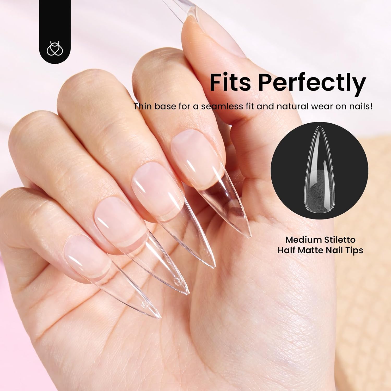 Beetles Stiletto Medium 288 Piece Pre-Shaped Soft Gel Acrylic Nail Tips - Image 6