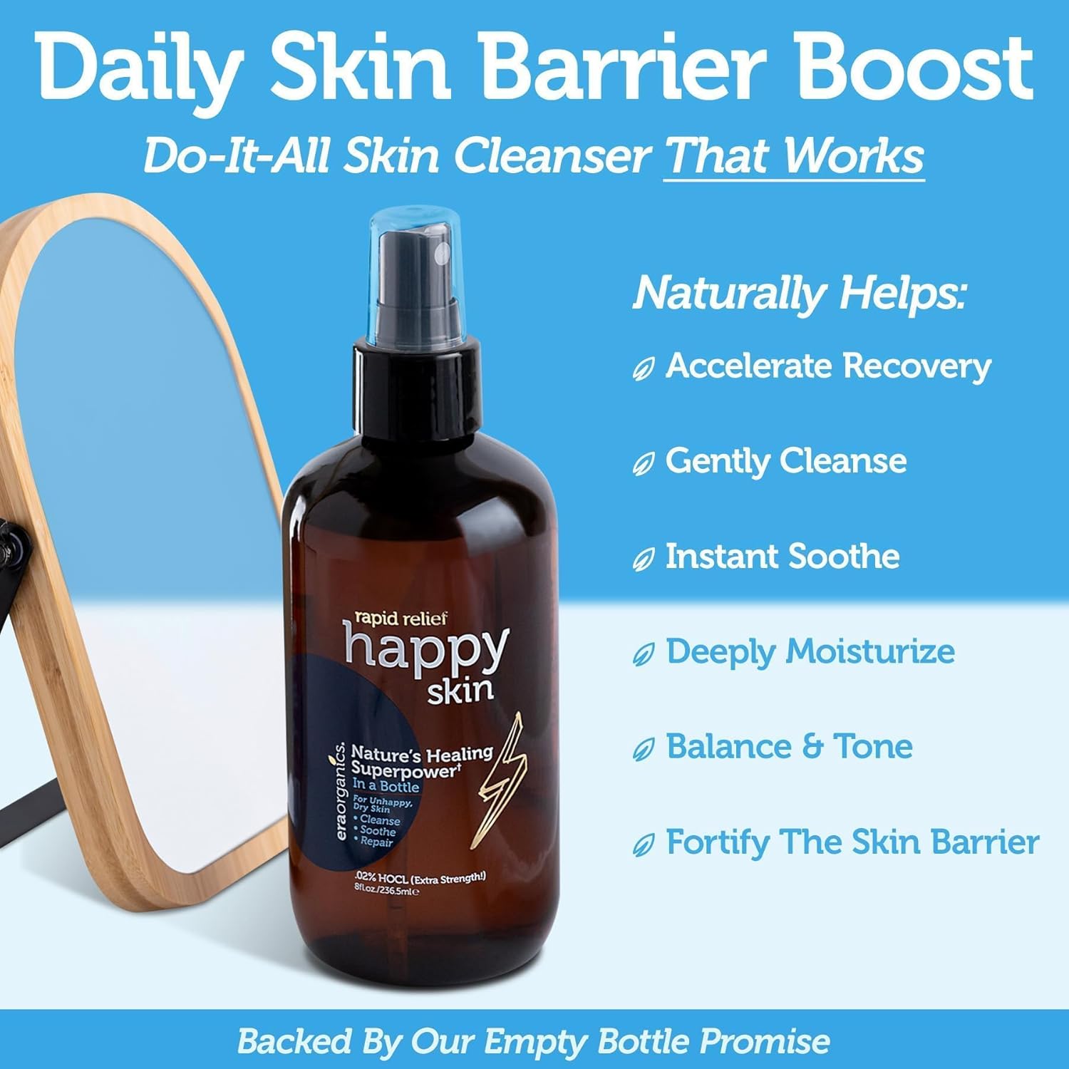 Happy Skin 2oz .02% Hypochlorous Acid Spray Toner for Face and Body Gentle Hydrating Cleanser - Image 6