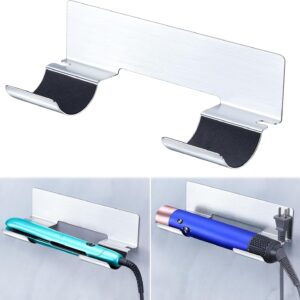 Curling Iron Holder Wall Mount, Flat Iron and Hair Straightener Holder, Stainless Steel Hair Tool Organizer for Hair Brush and Hots Tool Accessories, Silver