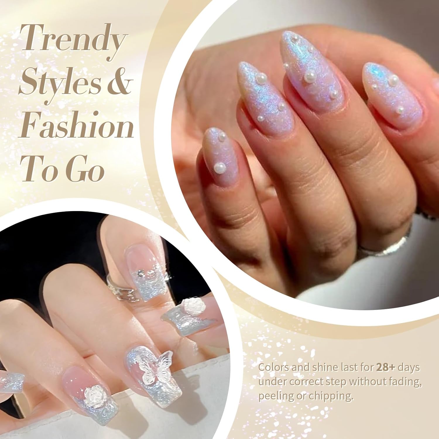 Born Pretty 6PCS Iridescent Glitter Pearl Gel Nail Polish Set with Shimmer - Image 4