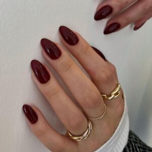 Burgundy Wine Red Press on Nails Short Almond Fake Nails Press ons, Solid Color Glue on Nails Short False Nails, Medium Almond Nails Oval Round Shaped Nails for Women, 24Pcs Natural Acrylic Gel Nails
