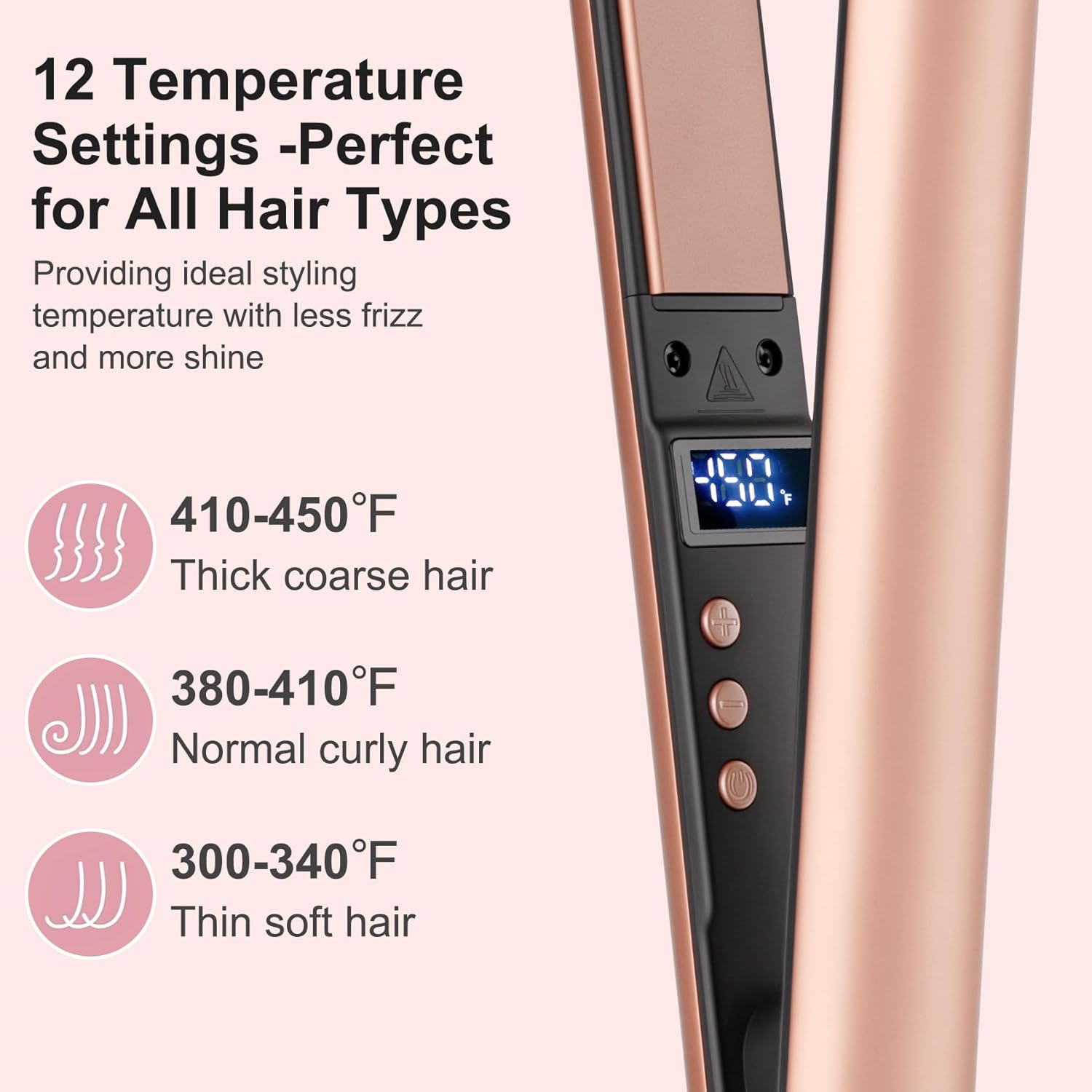 Ceramic Mini Flat Iron for Short Hair and Curls, Dual Voltage Travel Size, Pink - Image 3