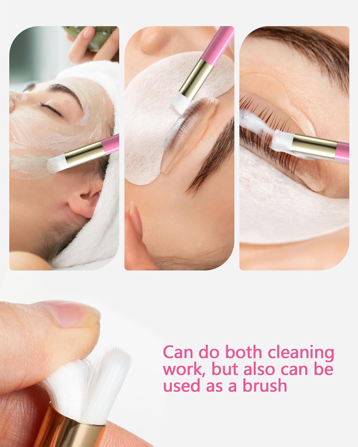 Buqikma 60ml Lash Cleanser Kit with Fan Brush, Rinse Bottle, and 50 Pink Mascara Wands - Image 6