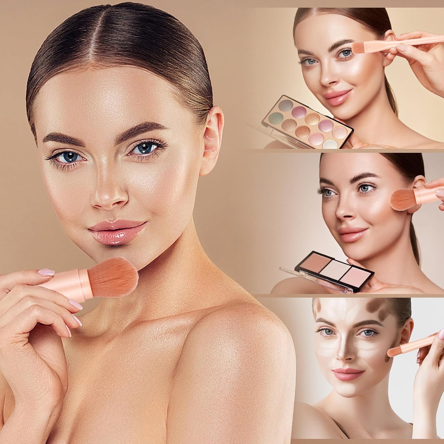 4-in-1 Retractable Travel Makeup Brush Set for Foundation, Blush, Eyeshadow, Concealer - Image 4