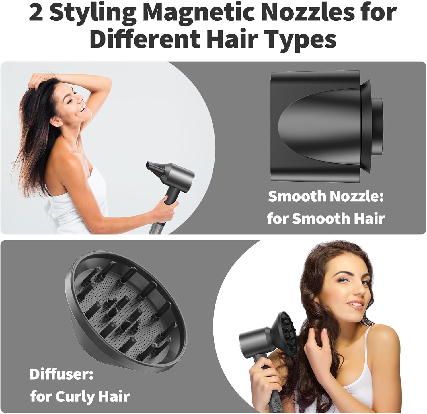 Professional Ionic Hair Dryer Brushless Motor 8 Modes Magnetic Nozzles Diffuser Included - Image 5