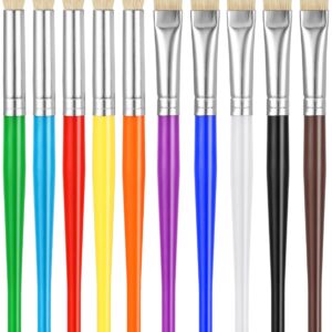 YGAOHF Kids Paint Brush Set, 10 Pcs Round and Flat, Easy Hold and Clean Toddler & Preschool Brushes for Acrylic, Oil, Watercolor, Washable Paint