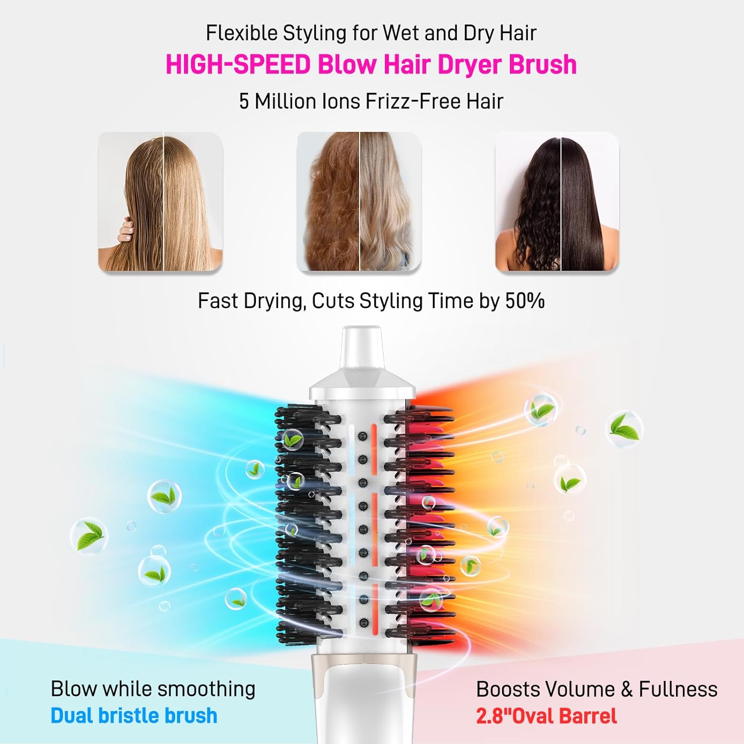 4-in-1 Ionic Hair Dryer Brush with Heated Comb for Fast Smooth Blowouts All Hair Types - Image 4