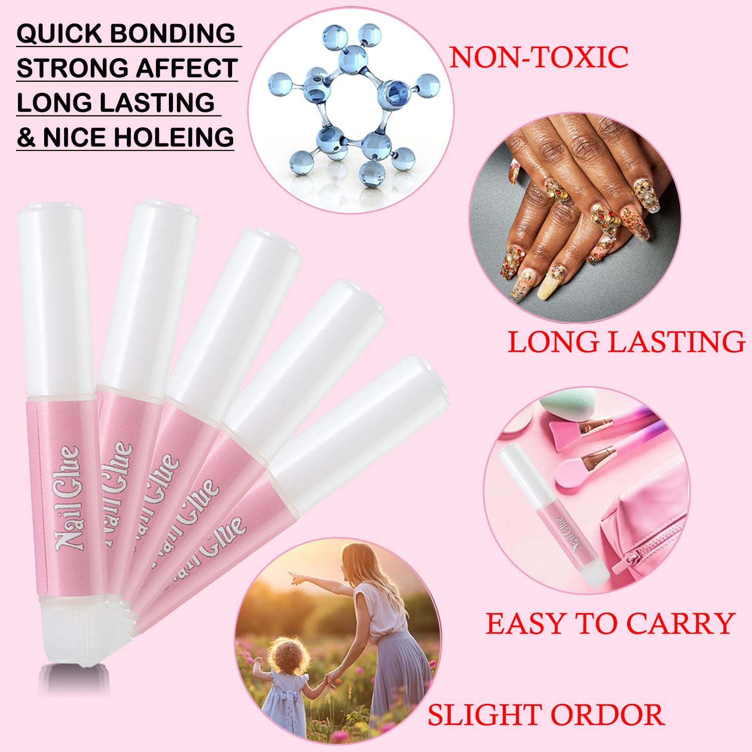 40PCS Super Strong Nail Glue for Acrylic Press-On Nails Quick-Dry Gel 0.07OZ Each - Image 3