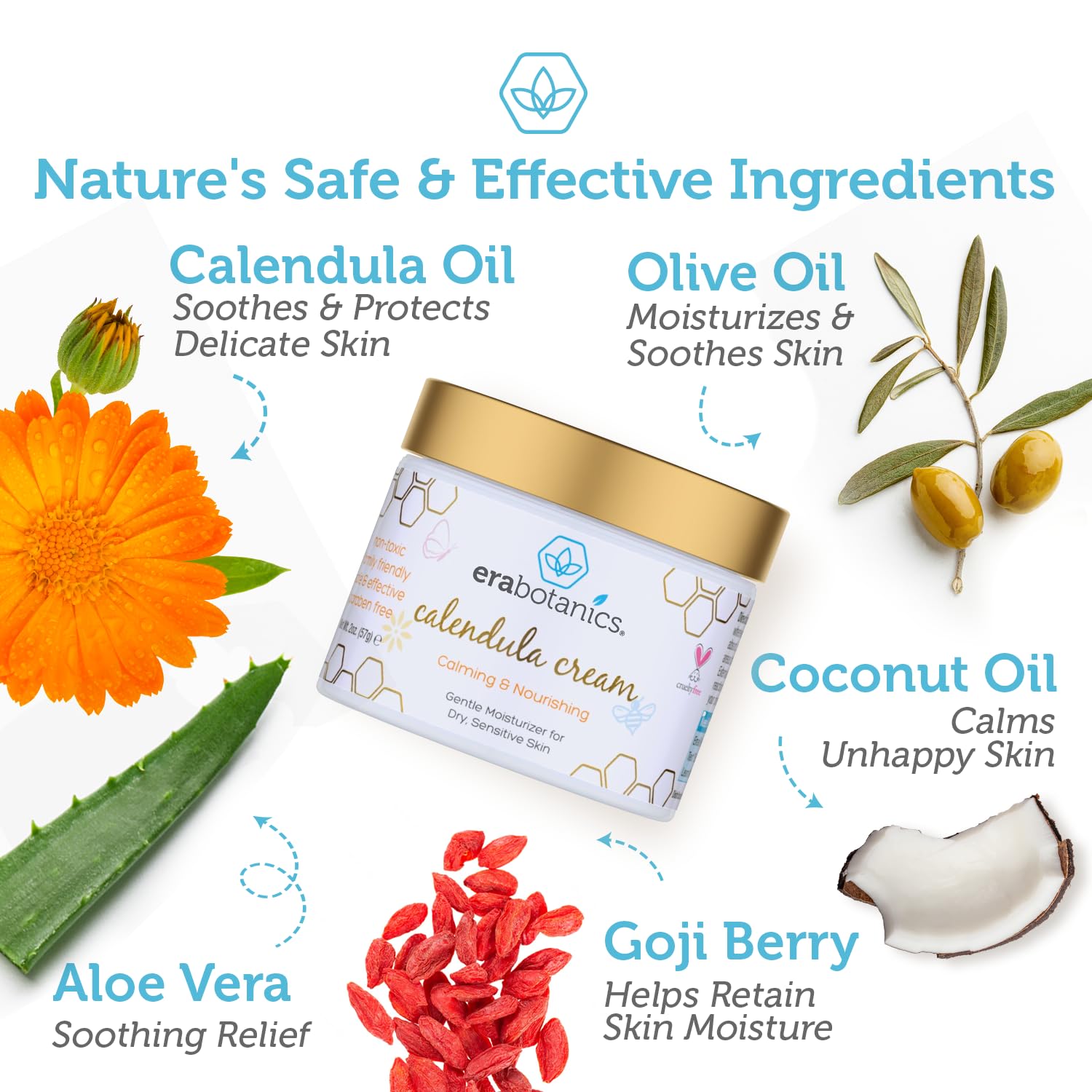 Era Organics Calendula Baby Cream 4 oz - Gentle Soothing Moisturizer for Sensitive Skin - Image 2