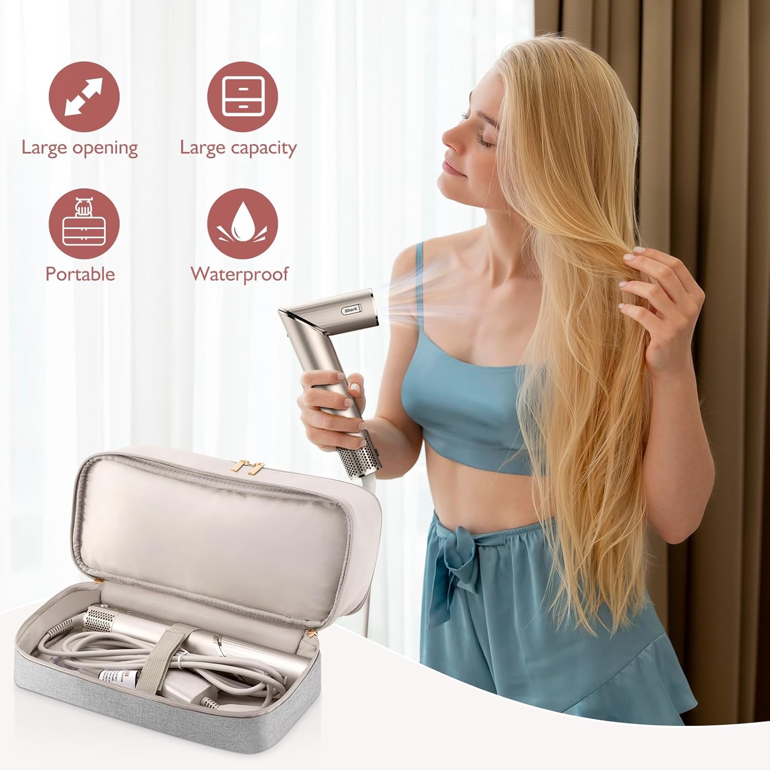 Flexstyle and Revlon Styler Travel Carrying Case Double-Layer Storage Bag for Hair Dryer and Accessories - Image 5