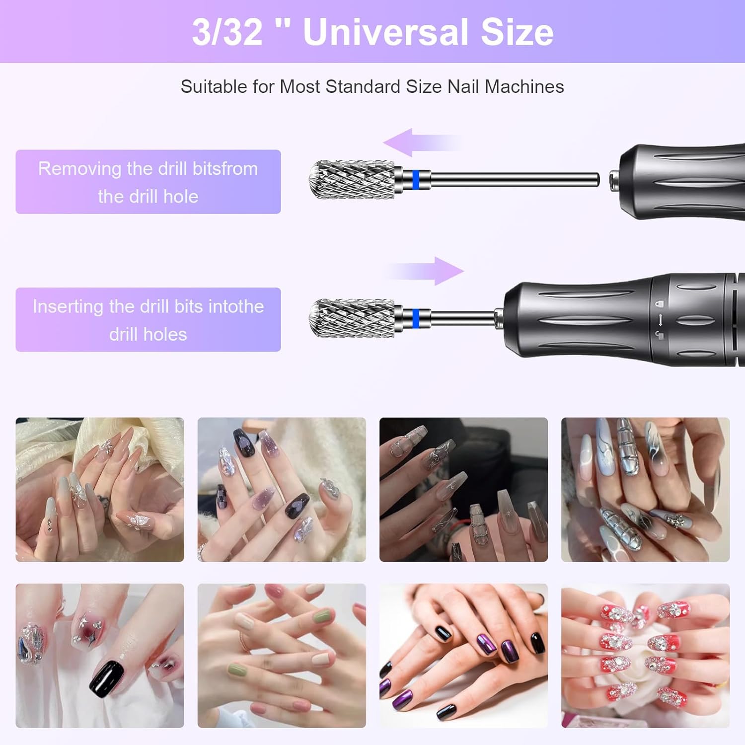 CGBE 6 Piece Nail Drill Bits Set for Acrylic and Gel Removal, 3/32 Inch - Image 3