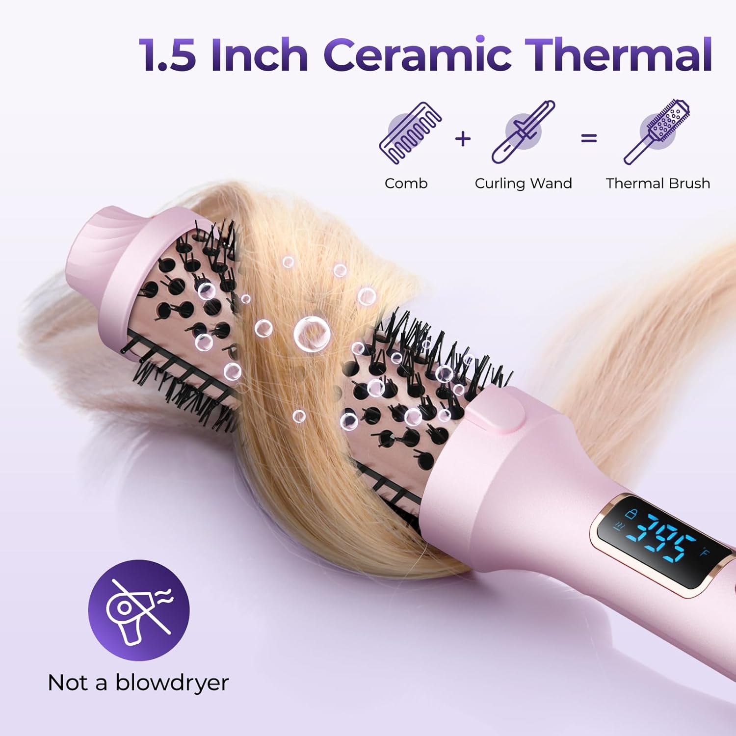 PRITECH 1.5 Inch Heated Round Styling Brush with Adjustable Temperature Control - Image 6