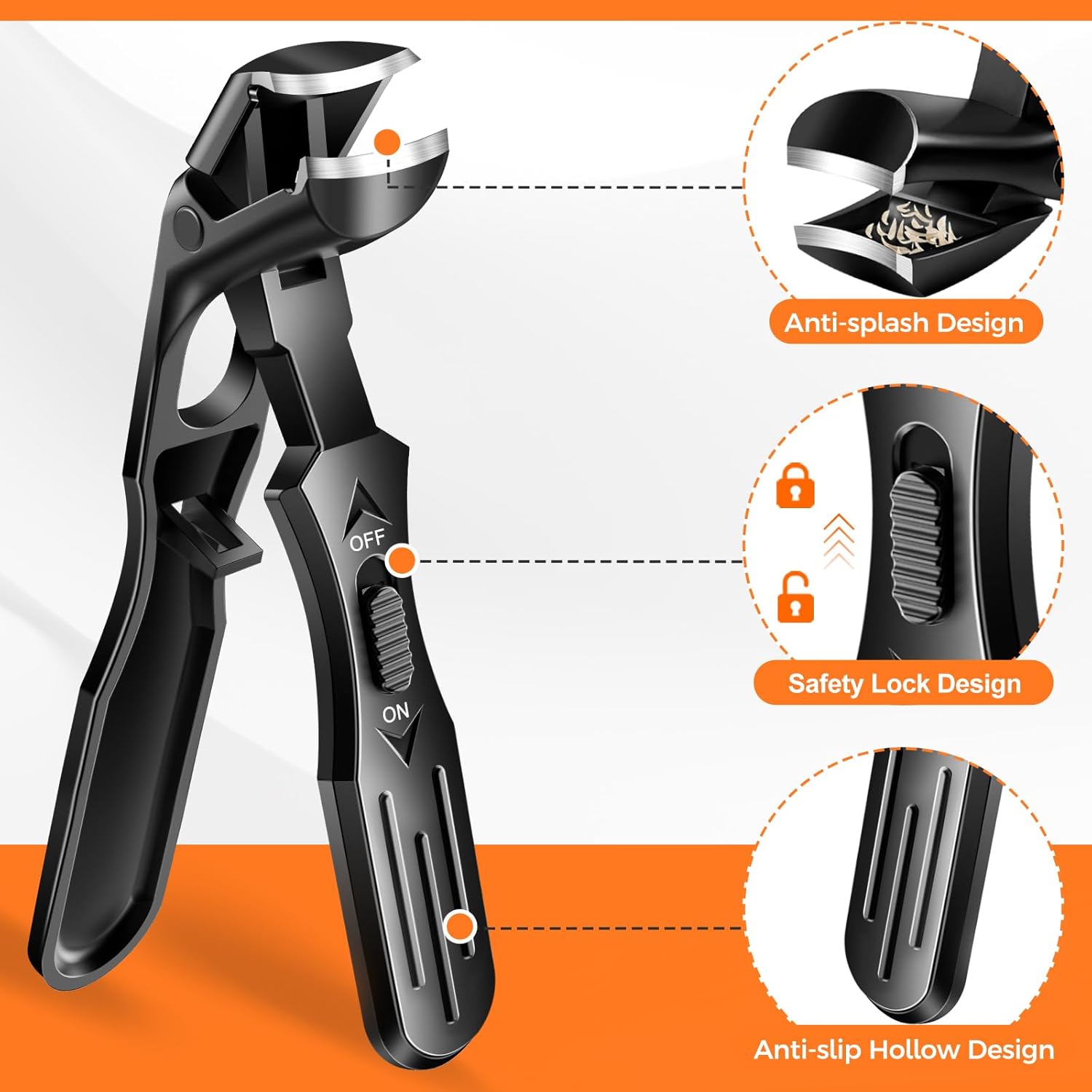 Senior-Friendly Angled Nail Clippers Wide Jaw for Thick Nails with Built-in Catcher - Image 4