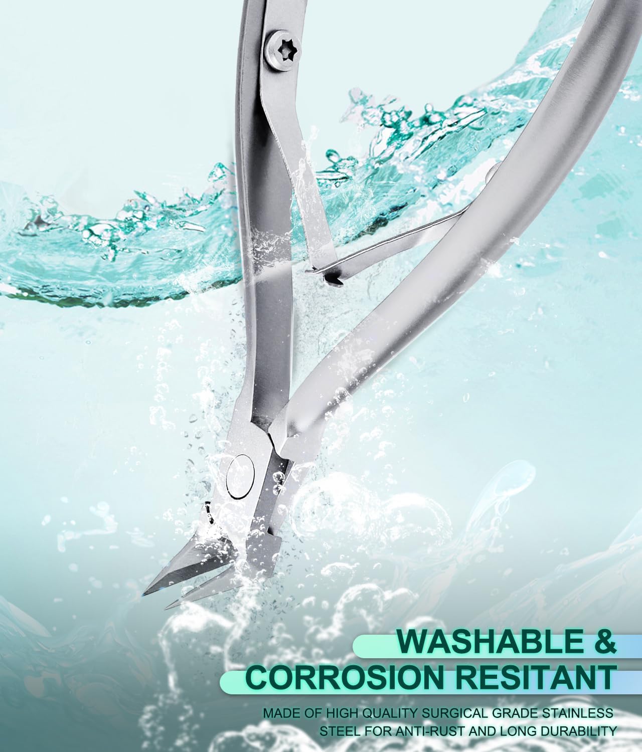 Heavy Duty Stainless Steel Ingrown Toenail Clippers for Thick Nails, Slanted Tip, Size Medium - Image 6