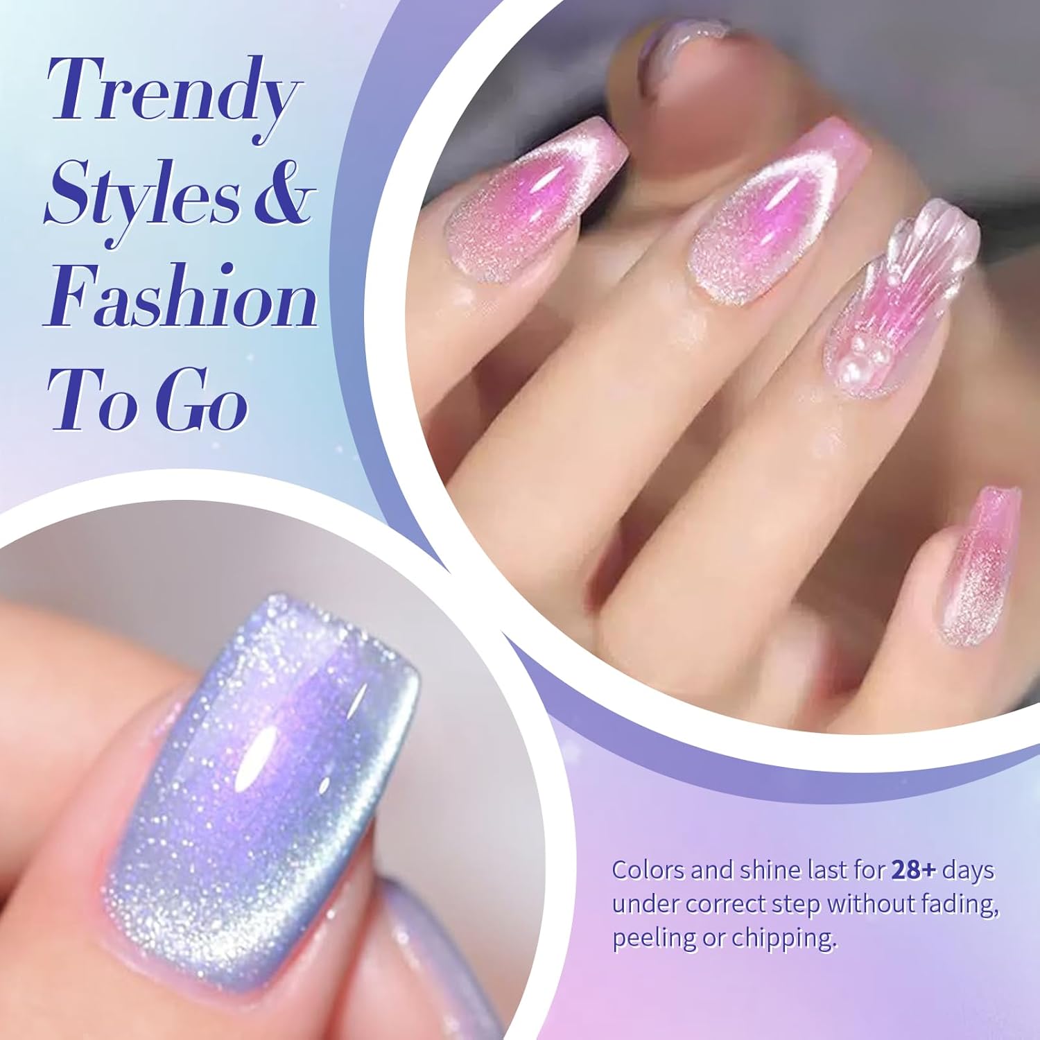 Born Pretty Aurora Cat Magnetic Gel Nail Polish Set 6 Colors Shimmer Glitter - Image 3