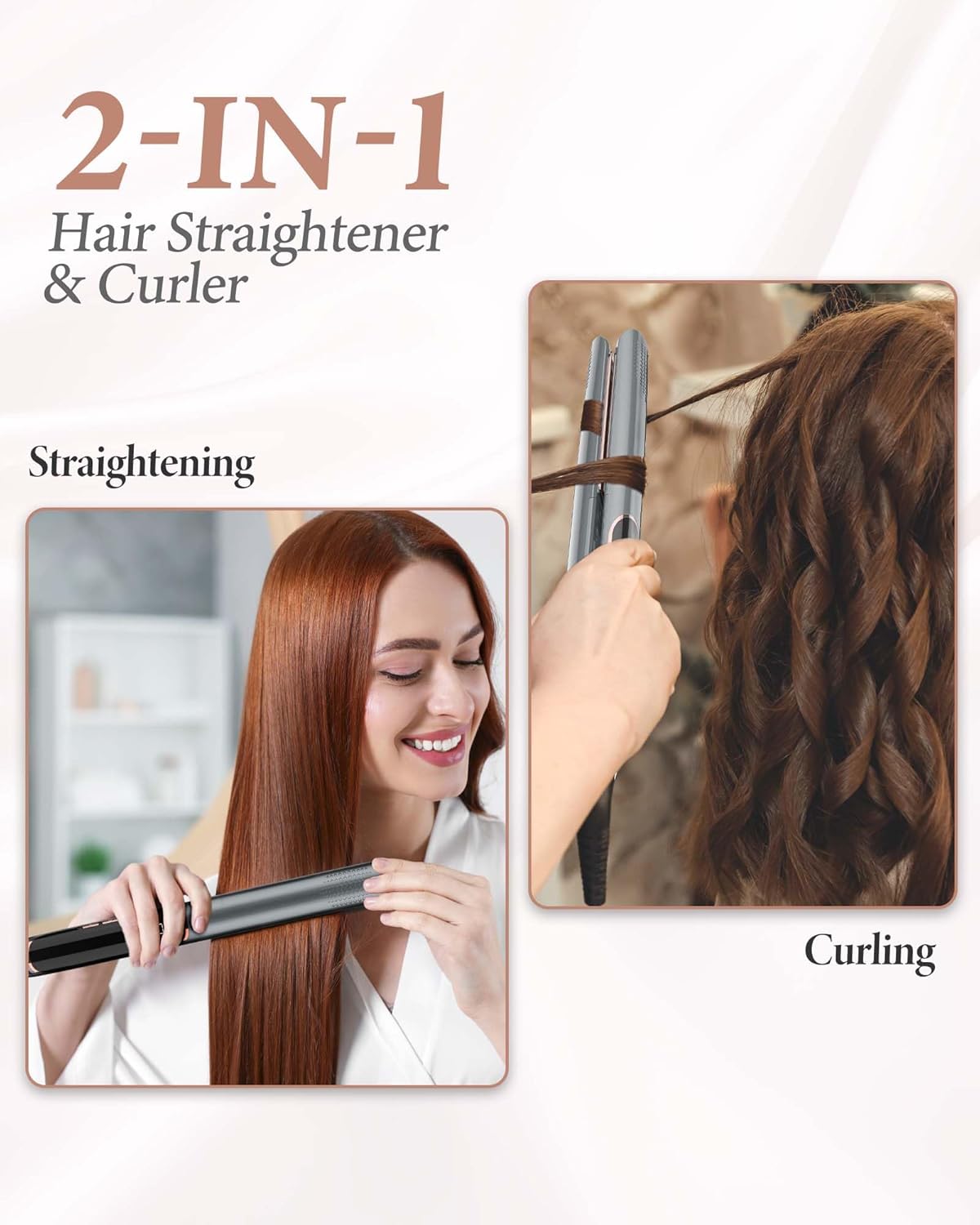 ANWA 1 Inch Titanium Flat Iron Hair Straightener Curler 3D Floating Plates - Image 2