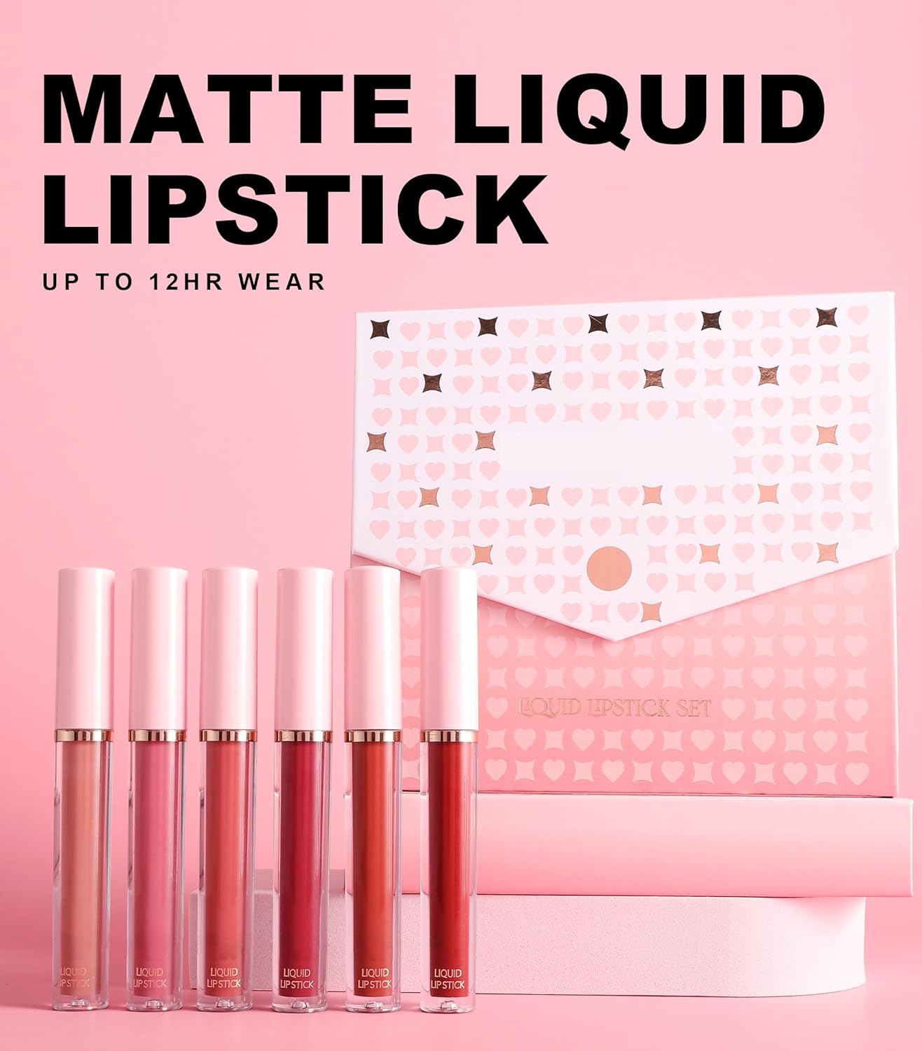 Dark Red Purple Matte Liquid Lipstick Set, 6 Colors Waterproof Long Lasting 24Hr Non-Stick Cup Nude Lipstick High Pigmented Moisturizing Lip Gloss Lip Glaze Gift Set for Women (Set A)