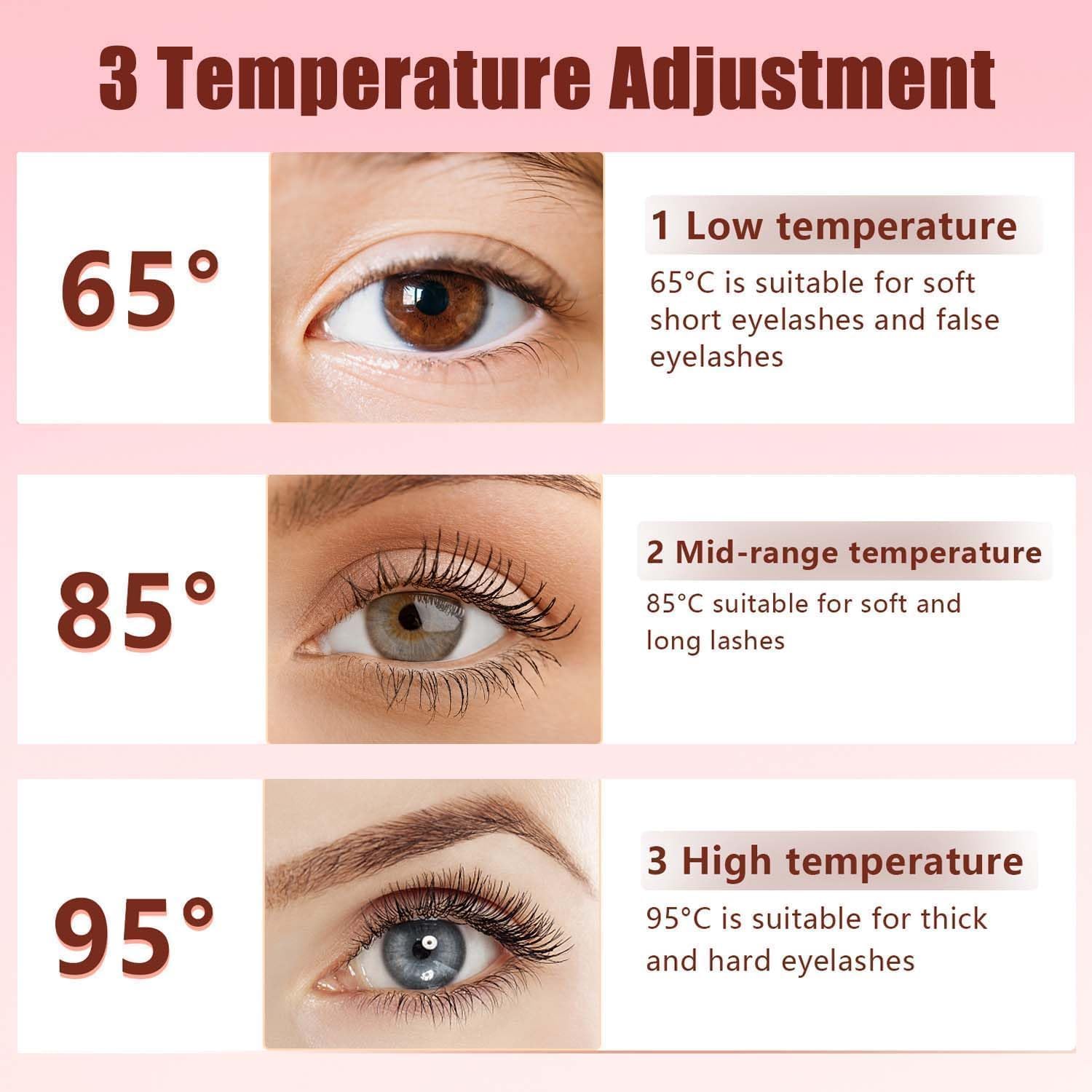 USB Rechargeable Heated Electric Eyelash Curler with LED Display and 3 Temperature Modes - Image 3