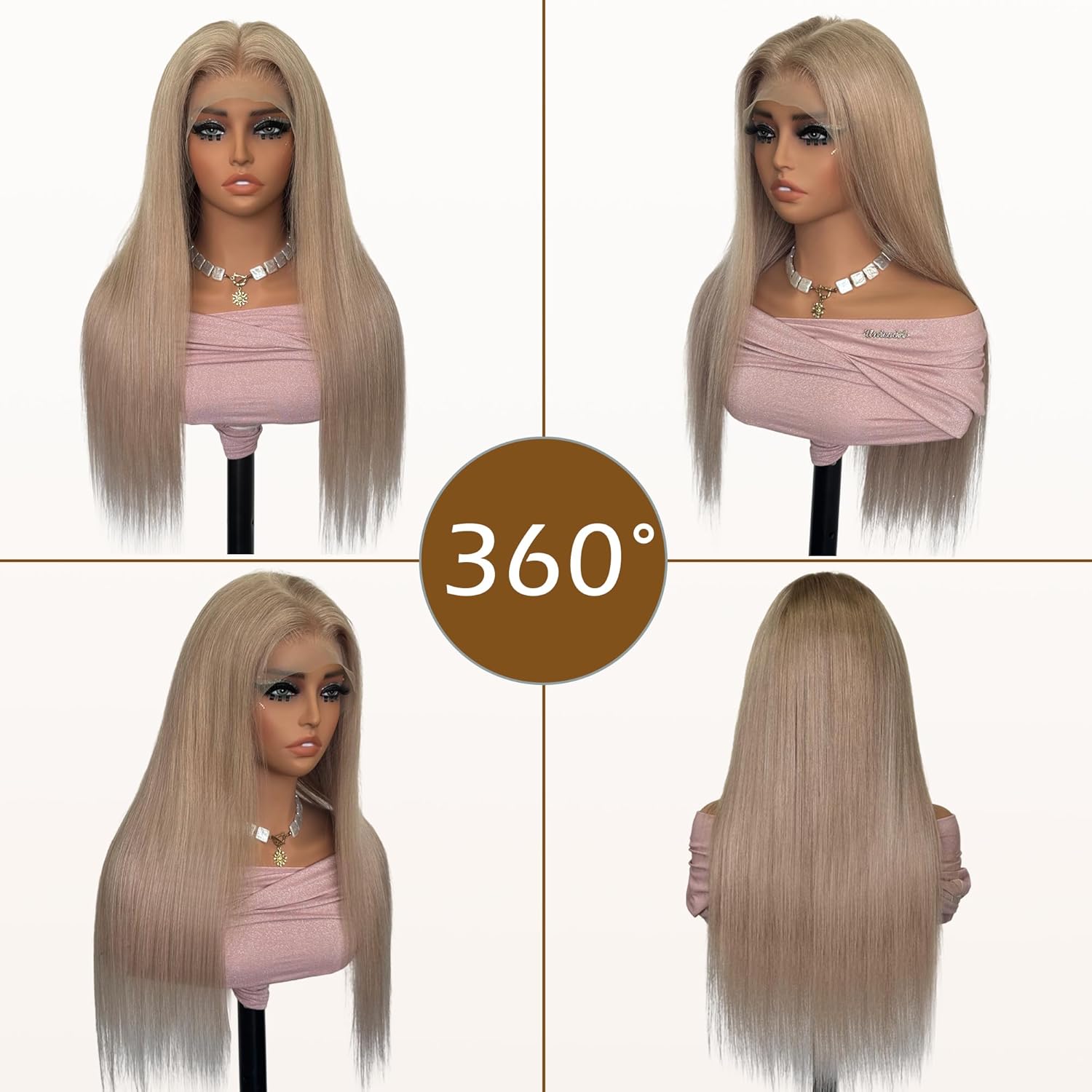 18 Inch Ash Blonde Human Hair Straight Lace Front Wig 180% Density for Black Women - Image 6