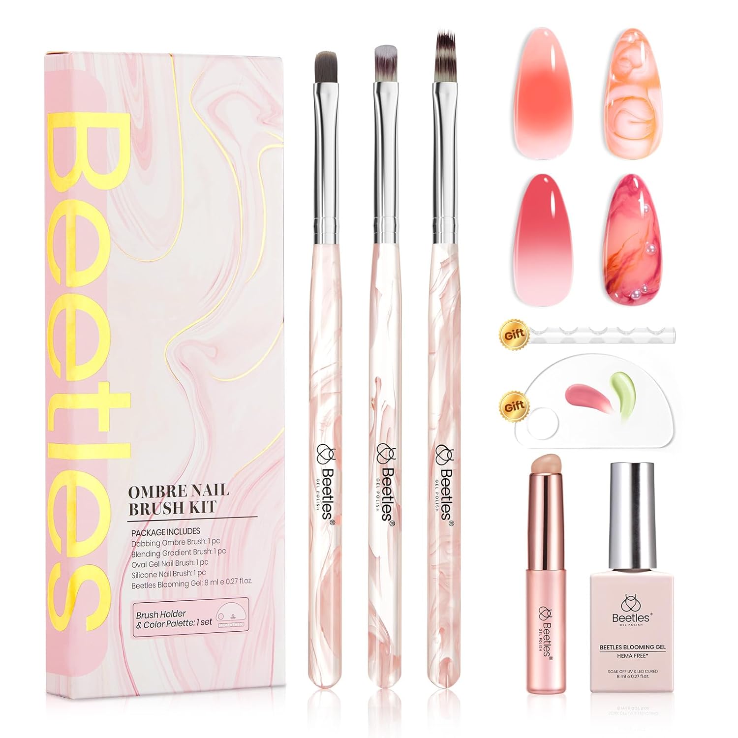 Beetles 5-Piece Blooming Gel Nail Art Brush Set with Ombre Gradient & Dotting Tool - Image 8
