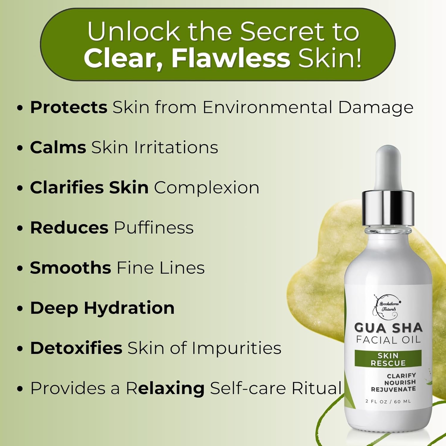 Brookethorne Naturals 30ml Gua Sha Face Oil with Green Tea and Hemp Extracts - Image 6