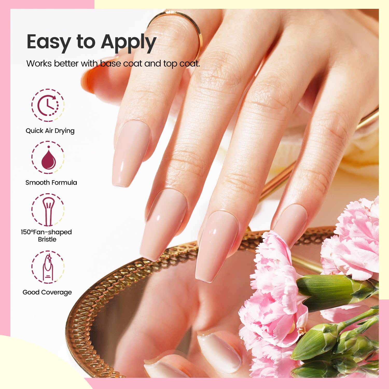 6 Color Quick Dry Nail Polish Set Women's Black White Red Pink Collection - Image 7
