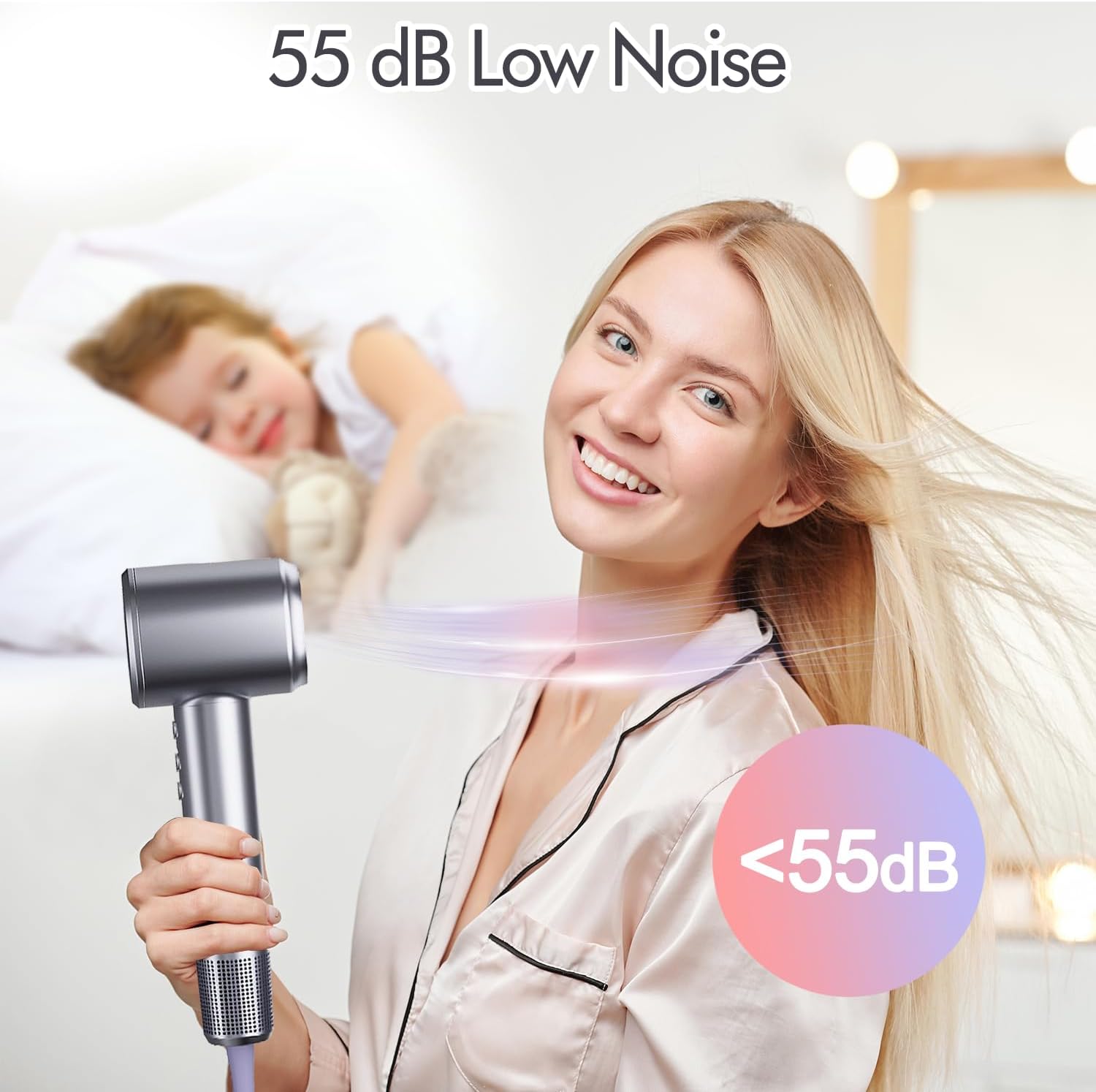 1500W Professional Ionic Hair Dryer with Diffuser 5 Heat Settings 3 Speeds Travel Friendly - Image 4
