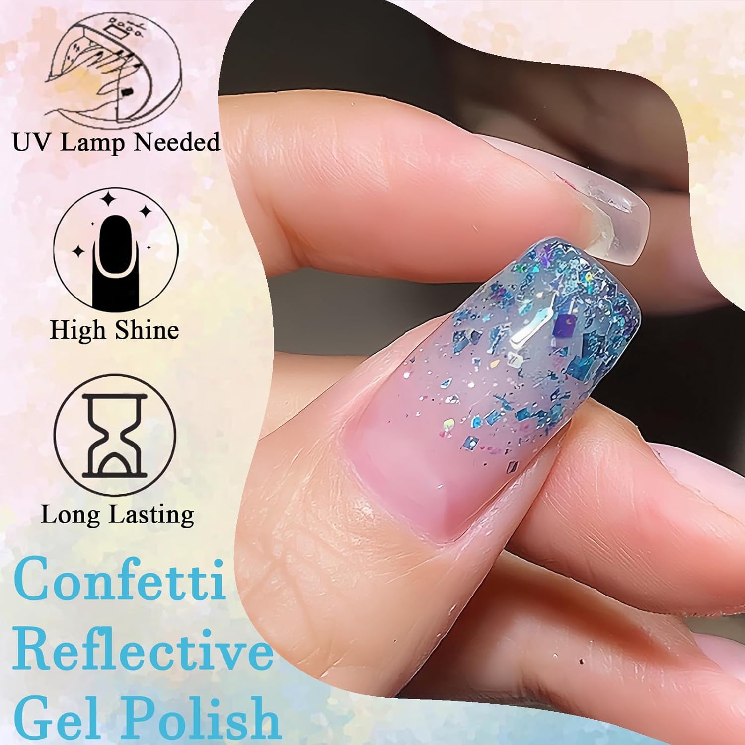 Sparkling 15ml Chunky Glitter Gel Nail Polish with High Gloss Reflective Finish for Girls - Image 6