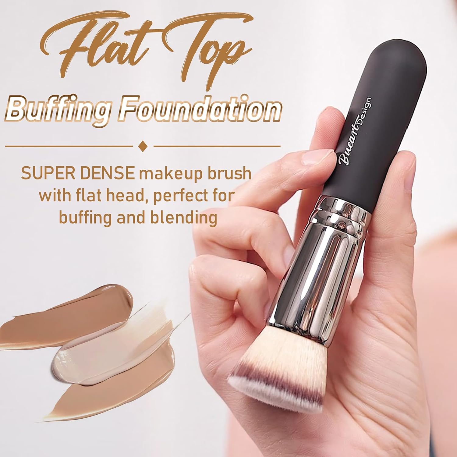 Bueart Design Ultra Soft Dense Flat Top Kabuki Foundation Makeup Brush for Blending - Image 2