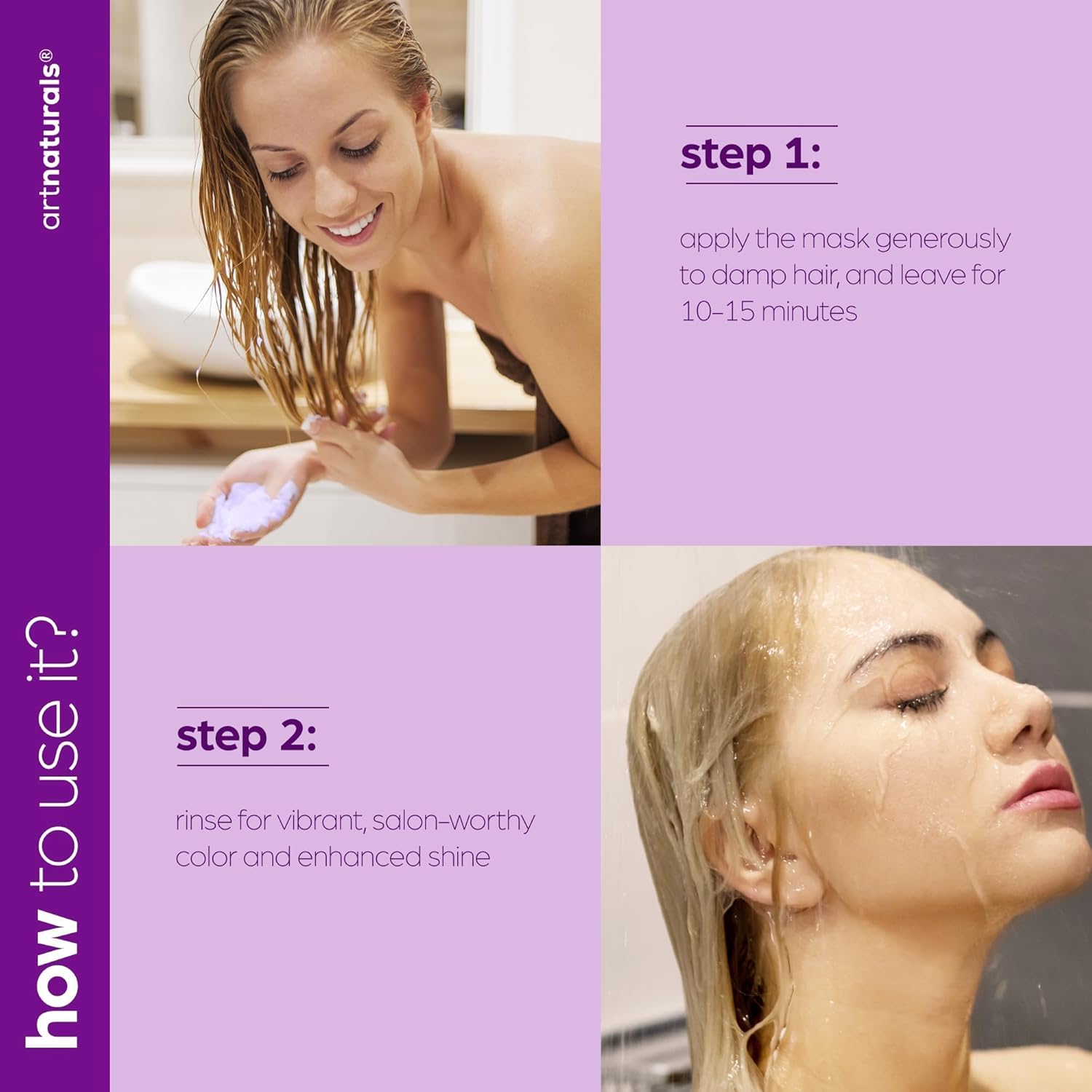 Artnaturals Purple Hair Mask for Blonde, Silver & Platinum Hair - Removes Yellow Brassy Color, Repairs Dry & Bleached Hair - Deep Conditioning Treatment Hair Moisturizer - Sulfate Free (8 Oz/226g) - Image 6
