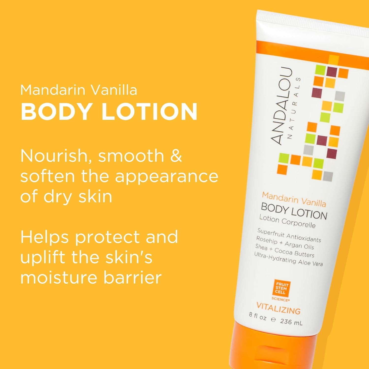 Andalou Naturals Vitalizing 8 Oz Body Lotion Mandarin Vanilla Shea Butter Argan Oil Vegan - Image 2
