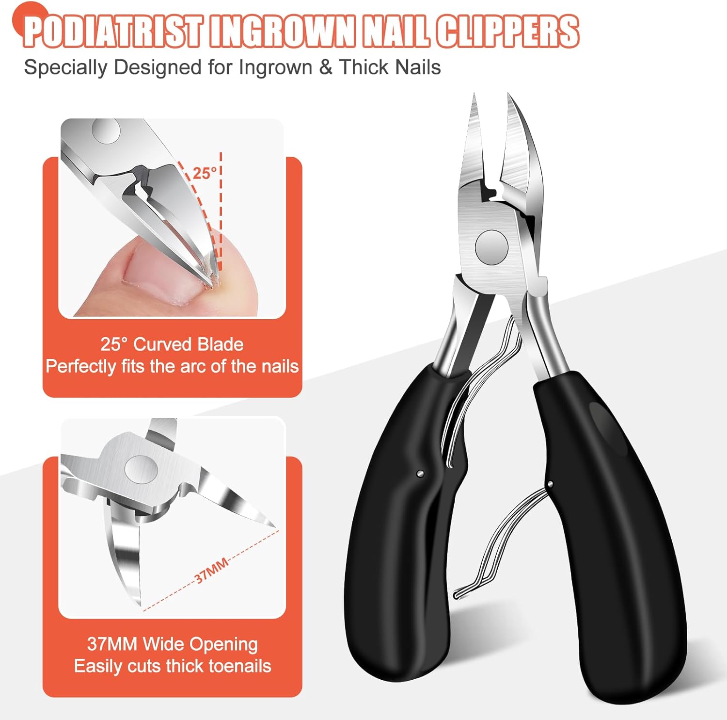 Heavy Duty Large Nail Clippers for Men, Long Handle Angled Design for Thick Toenails Seniors - Image 2