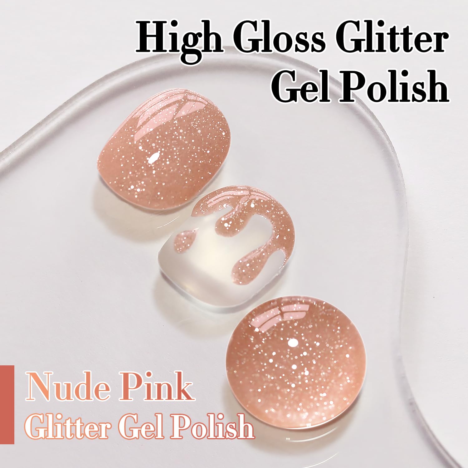 Double Rhythm 0.5 Oz Nude Pink Glitter Gel Polish B1171 for DIY Nail Art - Image 3