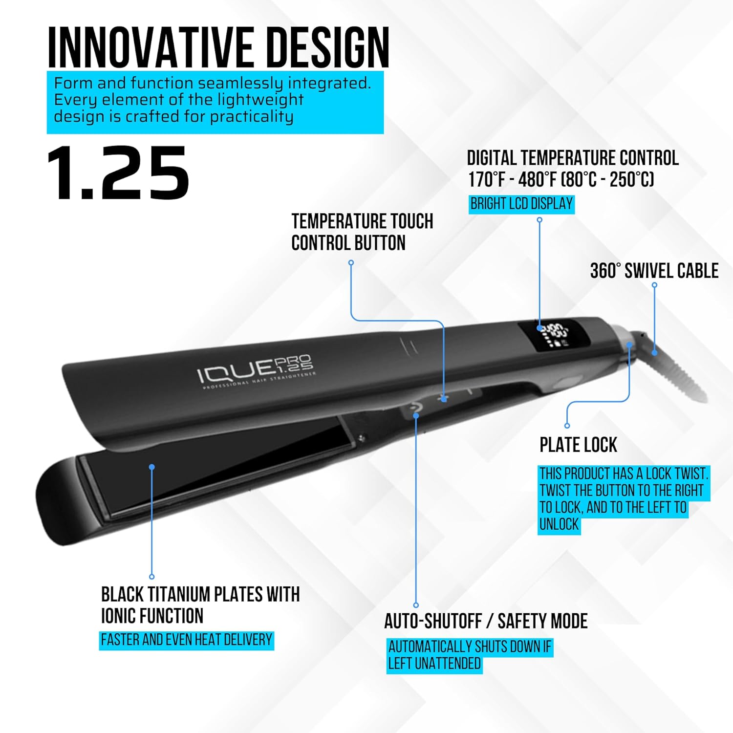 Nano Titanium 2-in-1 Flat Iron Hair Straightener Curler 1.25 Inch, Heats in 2 Seconds - Image 6