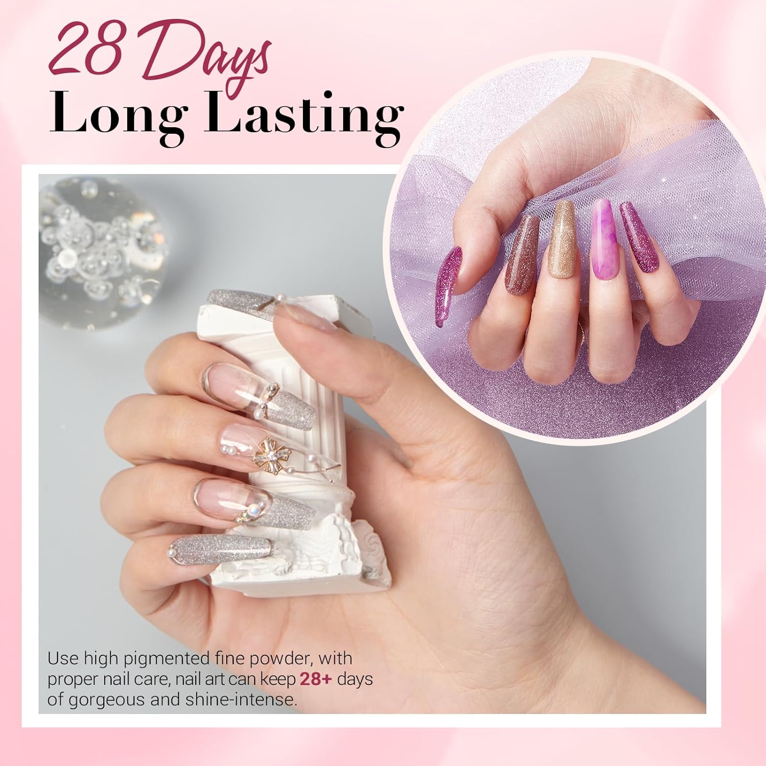 AZUREBEAUTY 16-Color Glitter Pink Dip Powder Nail Kit with Top Base Coat and Remover, 1 oz - Image 3